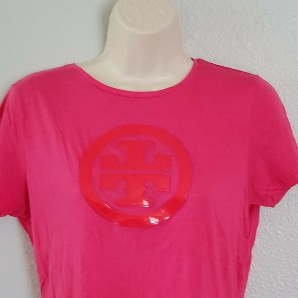 Tory Burch Woman short sleeve LOGO T shirt Bamboo, Excellent Condition! Medium - Picture 2 of 5